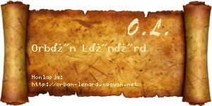 Orbán Lénárd névjegykártya