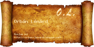 Orbán Lénárd névjegykártya